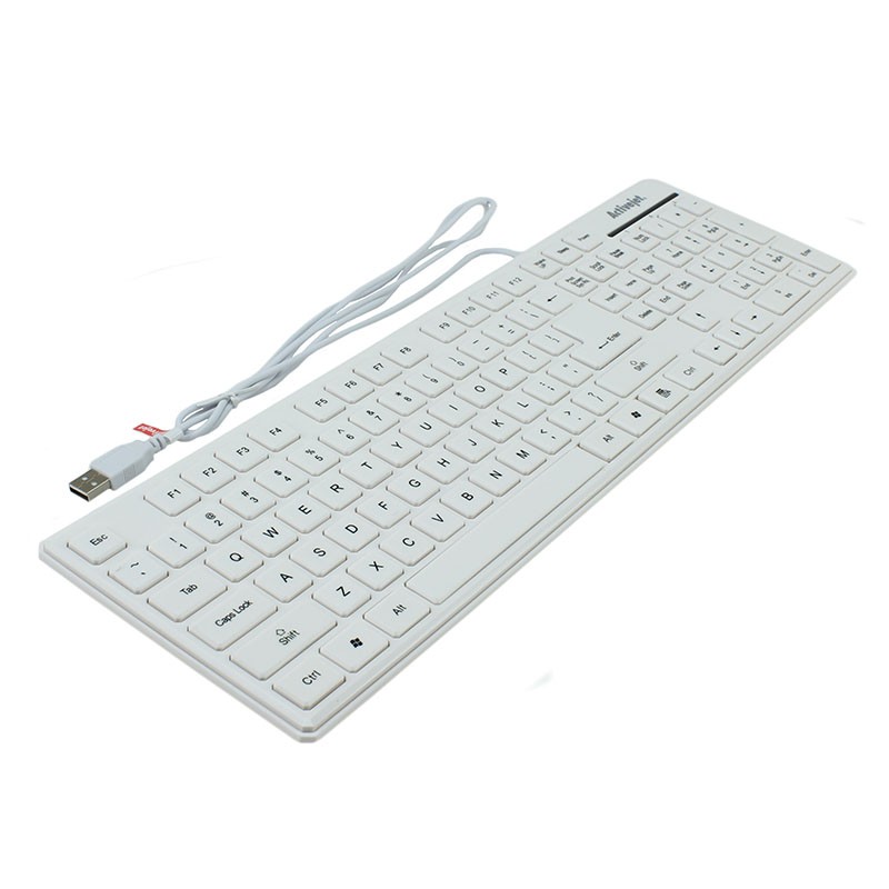 Tastatura slim interfata USB, cu fir, 107 taste, Activejet K-3016SW, Alb - imagine 5